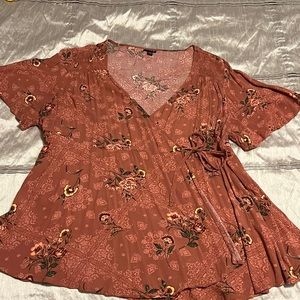 Short-sleeved, wrap blouse